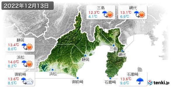 静岡県(2022年12月13日の天気