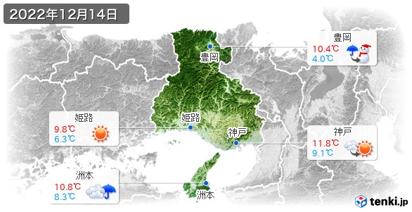 兵庫県(2022年12月14日の天気