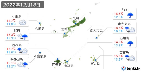 沖縄県(2022年12月18日の天気