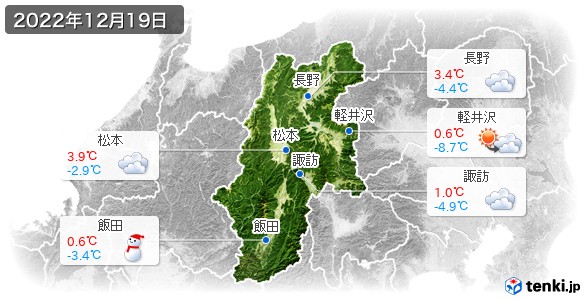 長野県(2022年12月19日の天気