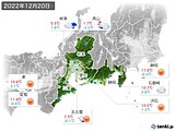 2022年12月20日の東海地方の実況天気