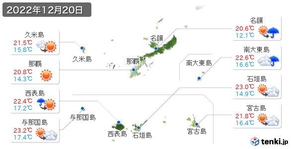 沖縄県(2022年12月20日の天気