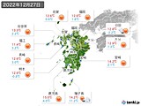 2022年12月27日の九州地方の実況天気
