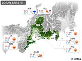 2022年12月31日の東海地方の実況天気