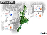 2023年01月02日の三重県の実況天気