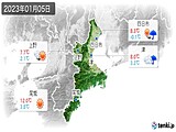 2023年01月05日の三重県の実況天気