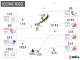 2023年01月09日の沖縄県の実況天気