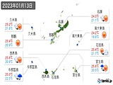 2023年01月13日の沖縄県の実況天気