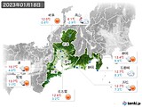 2023年01月18日の東海地方の実況天気