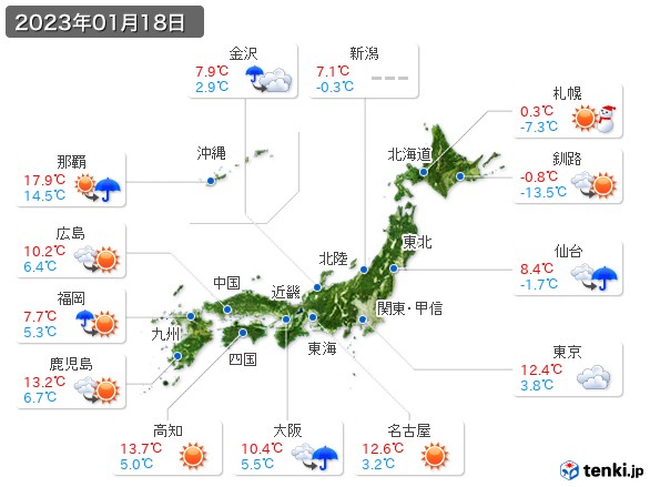 (2023年01月18日の天気