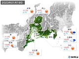 2023年01月19日の東海地方の実況天気