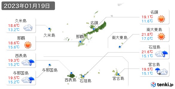 沖縄県(2023年01月19日の天気