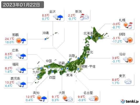 (2023年01月22日の天気