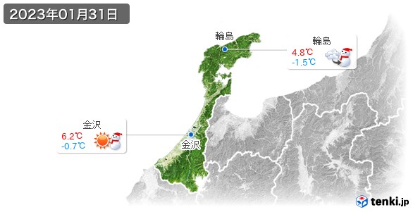石川県(2023年01月31日の天気
