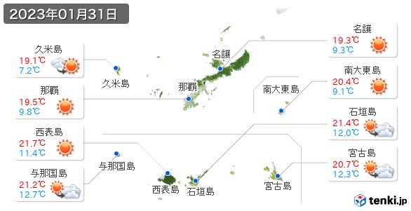 沖縄県(2023年01月31日の天気