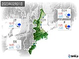 2023年02月01日の三重県の実況天気