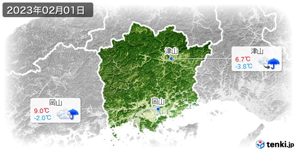 岡山県(2023年02月01日の天気