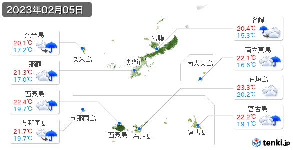 沖縄県(2023年02月05日の天気