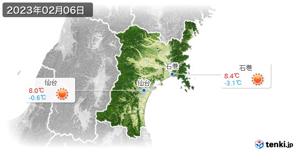 宮城県(2023年02月06日の天気