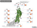 2023年02月09日の東北地方の実況天気