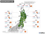 2023年02月11日の東北地方の実況天気