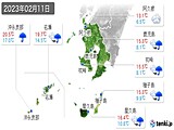 2023年02月11日の鹿児島県の実況天気