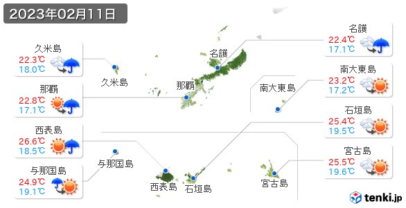 沖縄県(2023年02月11日の天気