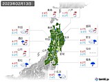 2023年02月13日の東北地方の実況天気