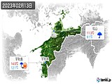 2023年02月13日の愛媛県の実況天気