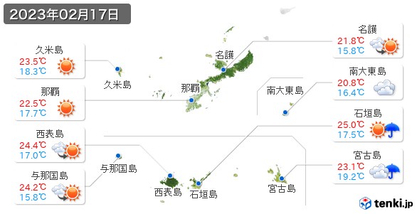沖縄県(2023年02月17日の天気