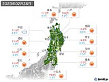 2023年02月28日の東北地方の実況天気