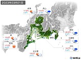 2023年03月01日の東海地方の実況天気