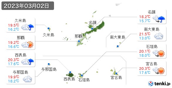 沖縄県(2023年03月02日の天気