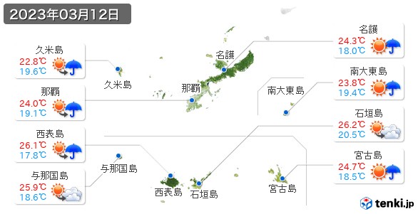 沖縄県(2023年03月12日の天気