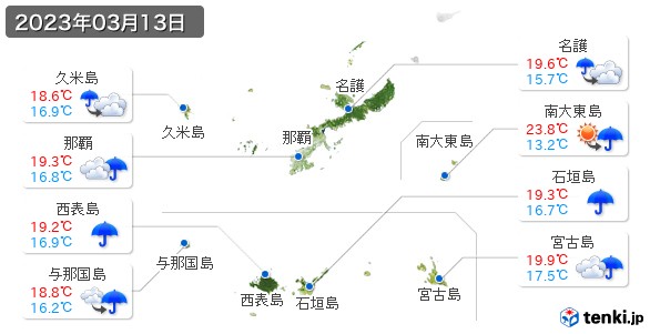 沖縄県(2023年03月13日の天気