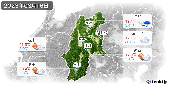 長野県(2023年03月16日の天気
