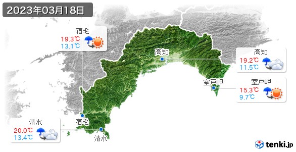 高知県(2023年03月18日の天気