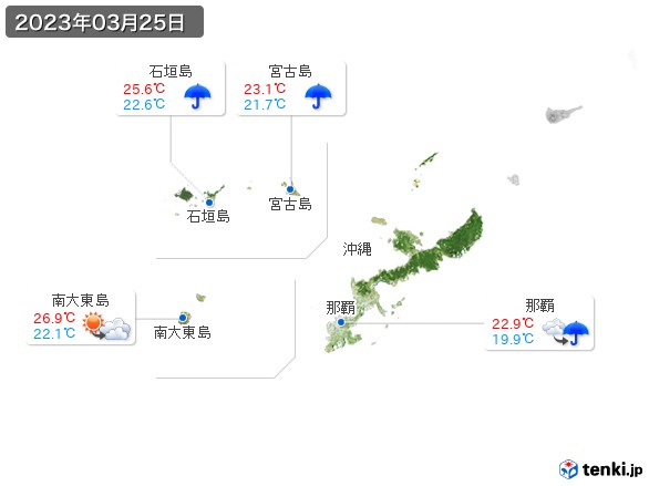 沖縄地方(2023年03月25日の天気