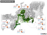 2023年04月01日の東海地方の実況天気