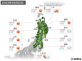 2023年04月02日の東北地方の実況天気