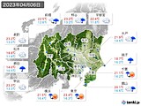 2023年04月06日の関東・甲信地方の実況天気