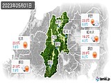 2023年05月01日の長野県の実況天気