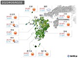 2023年05月02日の九州地方の実況天気