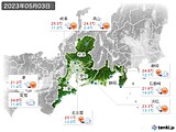 2023年05月03日の東海地方の実況天気