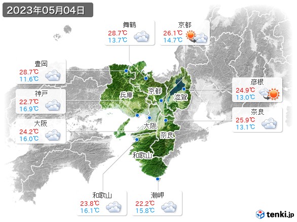 近畿地方(2023年05月04日の天気