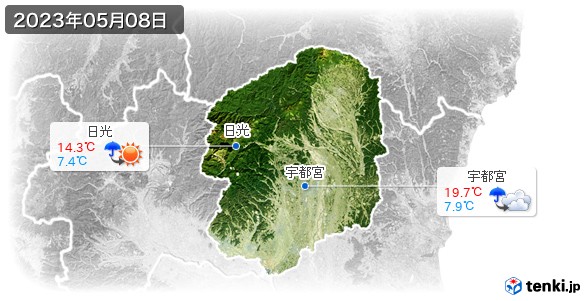 栃木県(2023年05月08日の天気