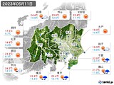 2023年05月11日の関東・甲信地方の実況天気