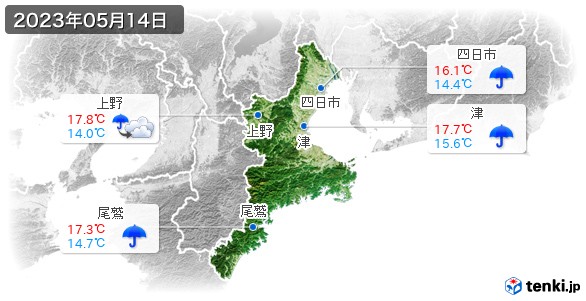 三重県(2023年05月14日の天気