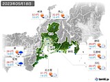 2023年05月18日の東海地方の実況天気