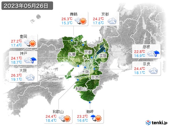 近畿地方(2023年05月26日の天気